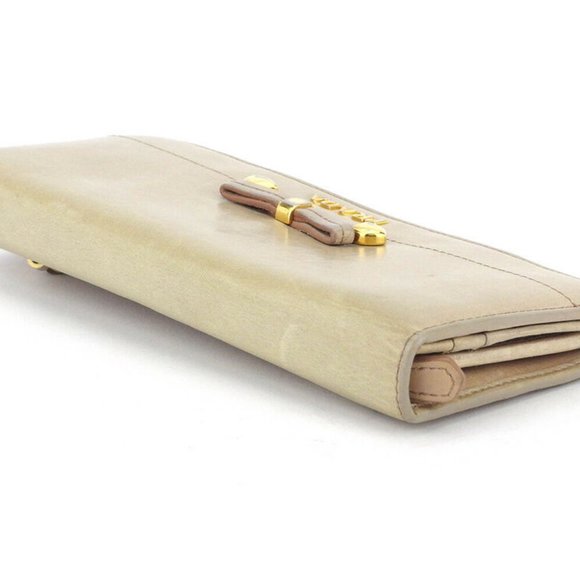 PRADA Purse ribbon beige pink leather Authentic used - Picture 4 of 5